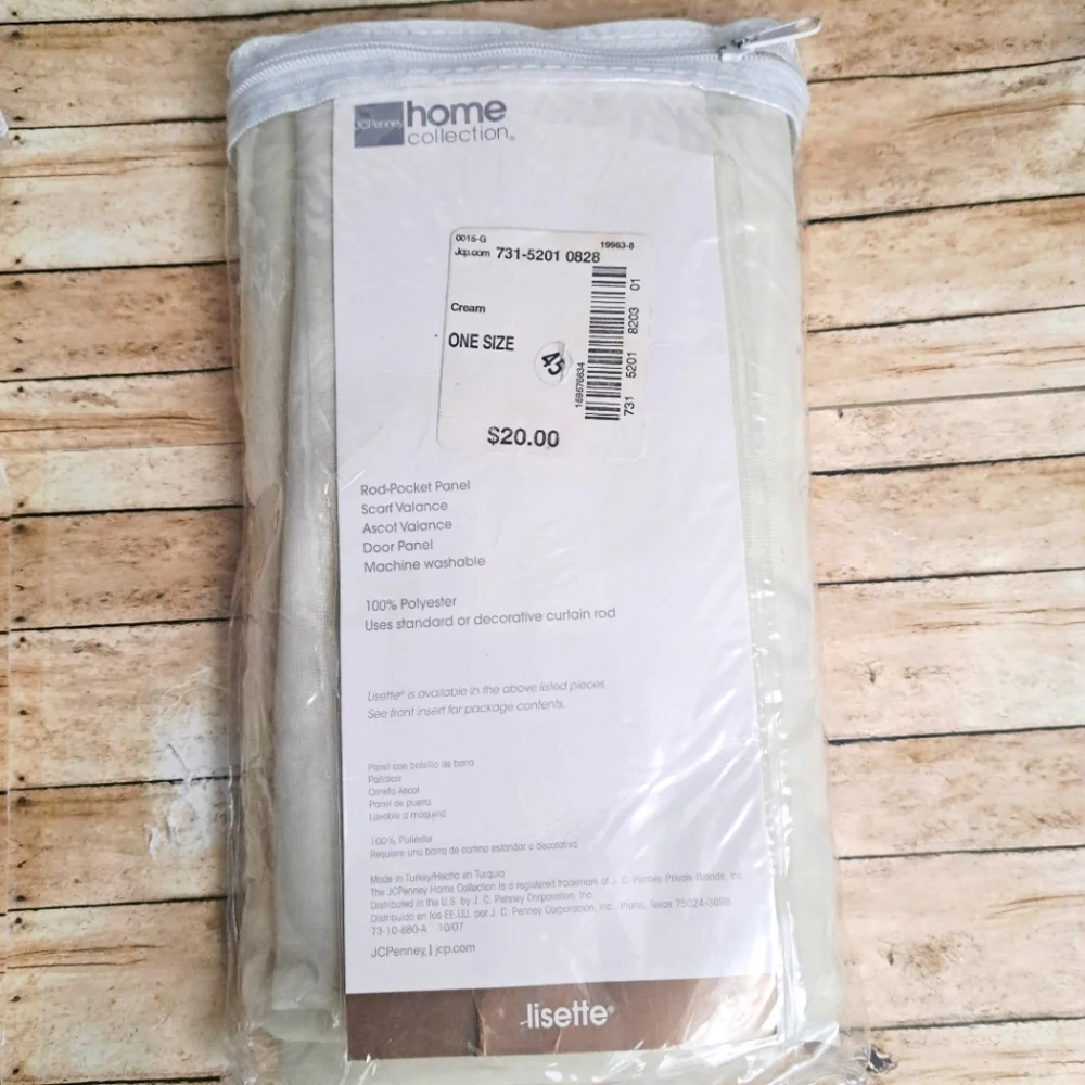 Lot of 3 JCP Home Collections Lisette One-Rod Pocket Panel Cream 60